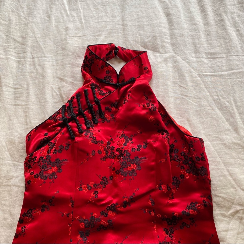 Mandarin Collar Halter Dress